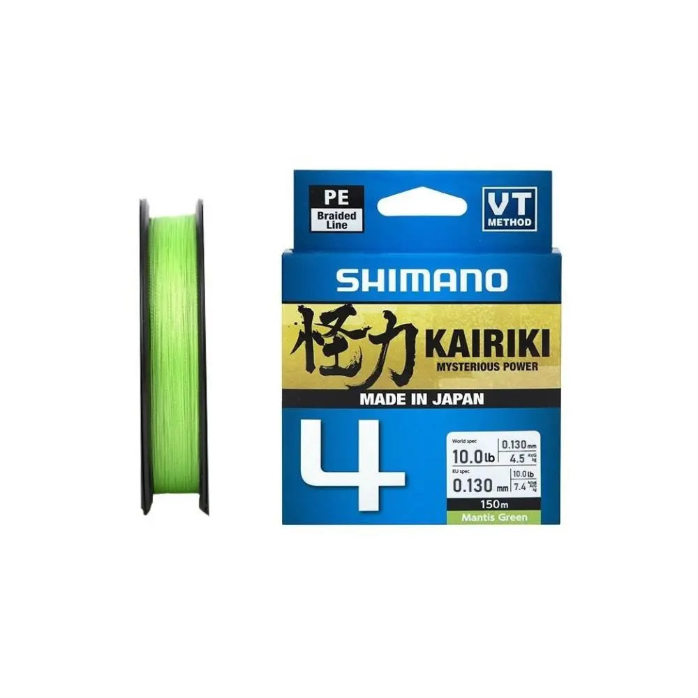 Shimano Trecciato Kairiki 4 Mantis Green PE 0.130mm, 7.4Kg, 150m - Animaliapet