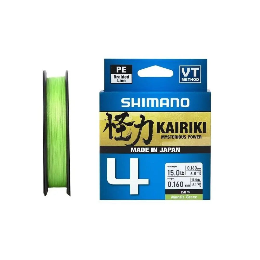 Shimano Trecciato Kairiki 4 Mantis Green PE 0.160mm, 8.1Kg, 150m - Animaliapet