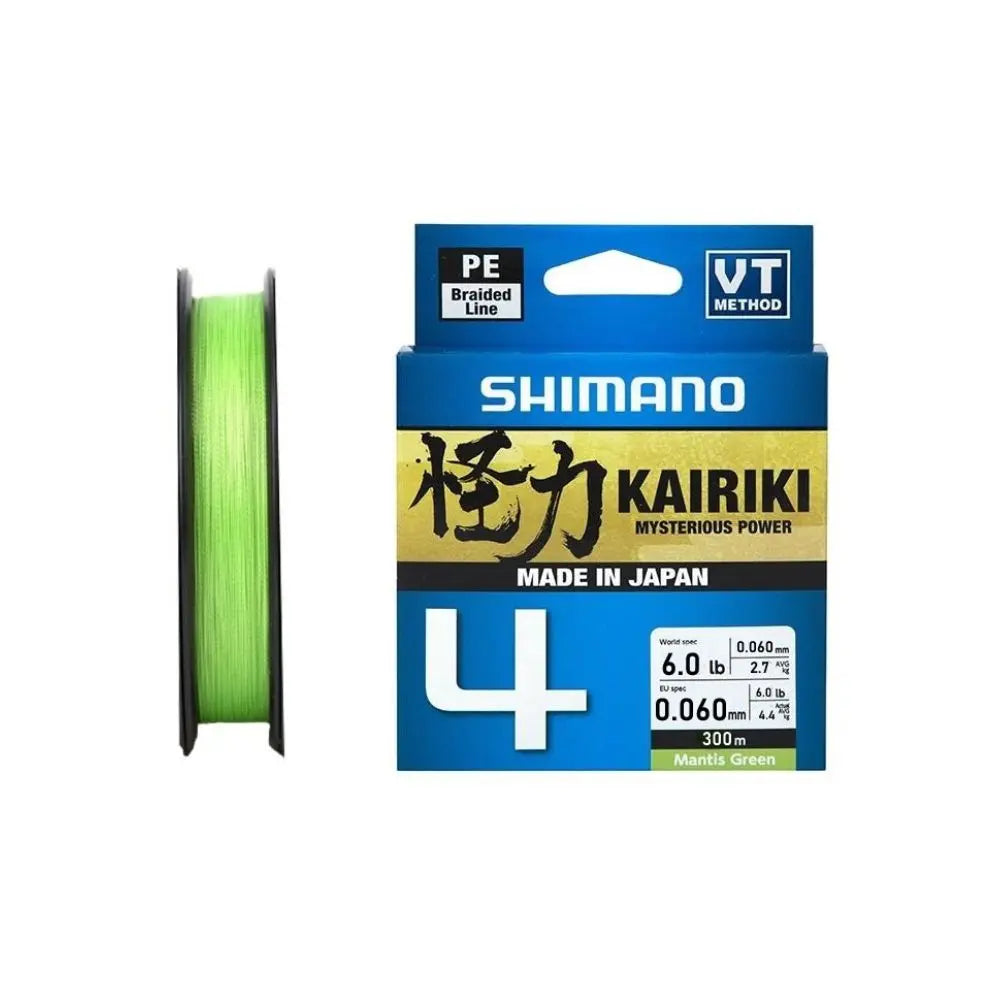 Shimano Trecciato Kairiki 4 Mantis Green PE 0.060mm, 4.4Kg, 300m - Animaliapet