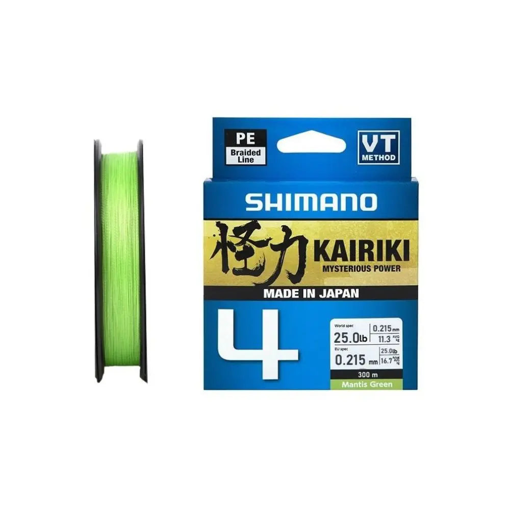 Shimano Trecciato Kairiki 4 Mantis Green PE 0.215mm, 16.7Kg, 300m - Animaliapet