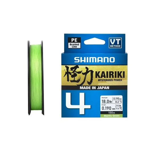 Shimano Trecciato Kairiki 4 Mantis Green PE 0.190mm, 11.6Kg, 150m - Animaliapet