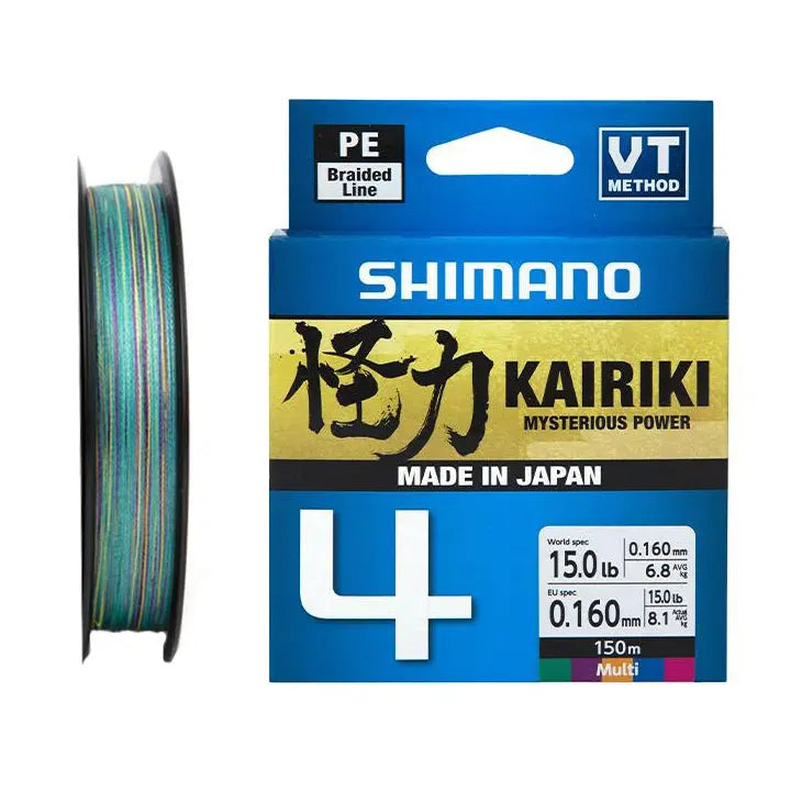 Shimano Trecciato Kairiki 4 Multi Color PE 0.160mm, 8.1Kg, 150m - Animaliapet