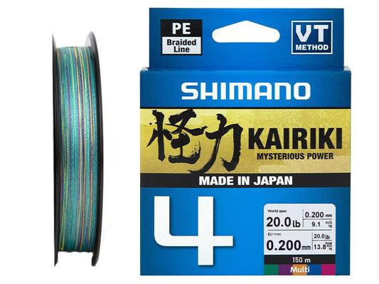 Shimano Trecciato Kairiki 4 Multi Color PE 0.200mm, 13.8Kg, 150m - Animaliapet