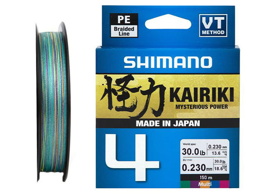 Shimano Trecciato Kairiki 4 Multi Color PE 0.230mm, 13.6Kg, 150m - Animaliapet