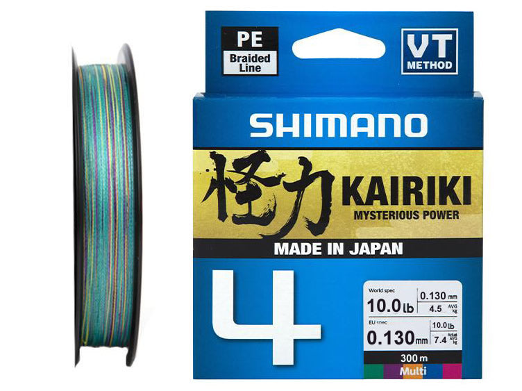 Shimano Trecciato Kairiki 4 Multi Color PE 0.130mm, 7.4Kg, 300m - Animaliapet