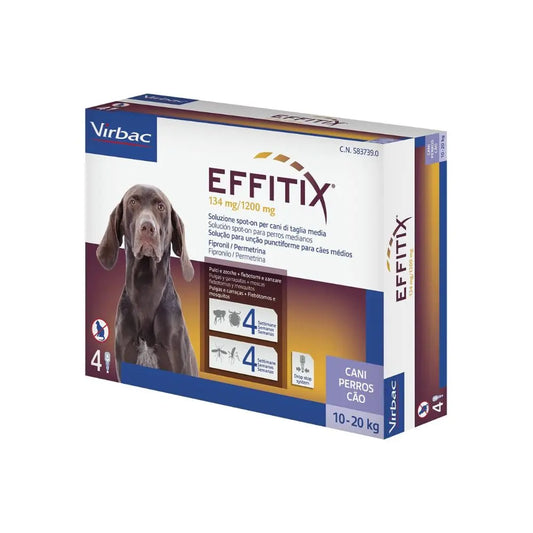 Virbac Effitix 10-20kg Spot On 4 Pipette 2,20ml per Cani Taglia Media - Animaliapet