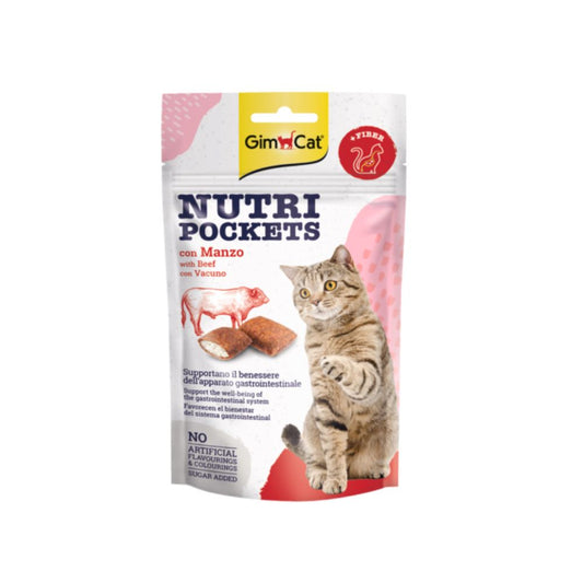 Gimcat Nutri Pockets con Manzo 60g Snack per Gatti - Animaliapet