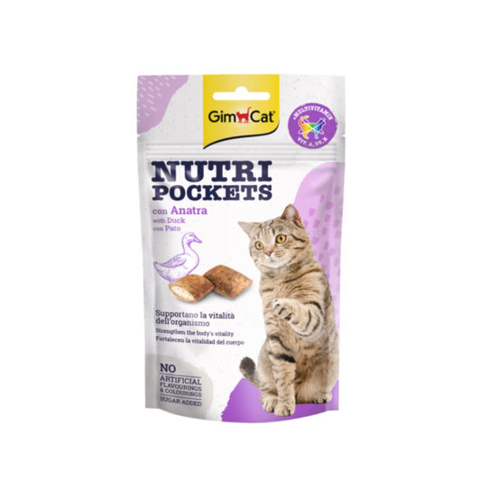 Gimcat Nutri Pockets con Anatra 60g Snack per Gatti - Animaliapet