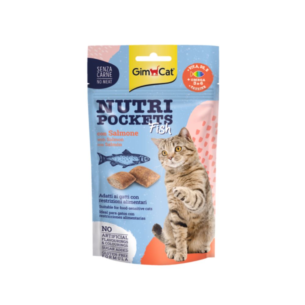 Gimcat Nutri Pockets Fish con Salmone 60g Snack per Gatti - Animaliapet