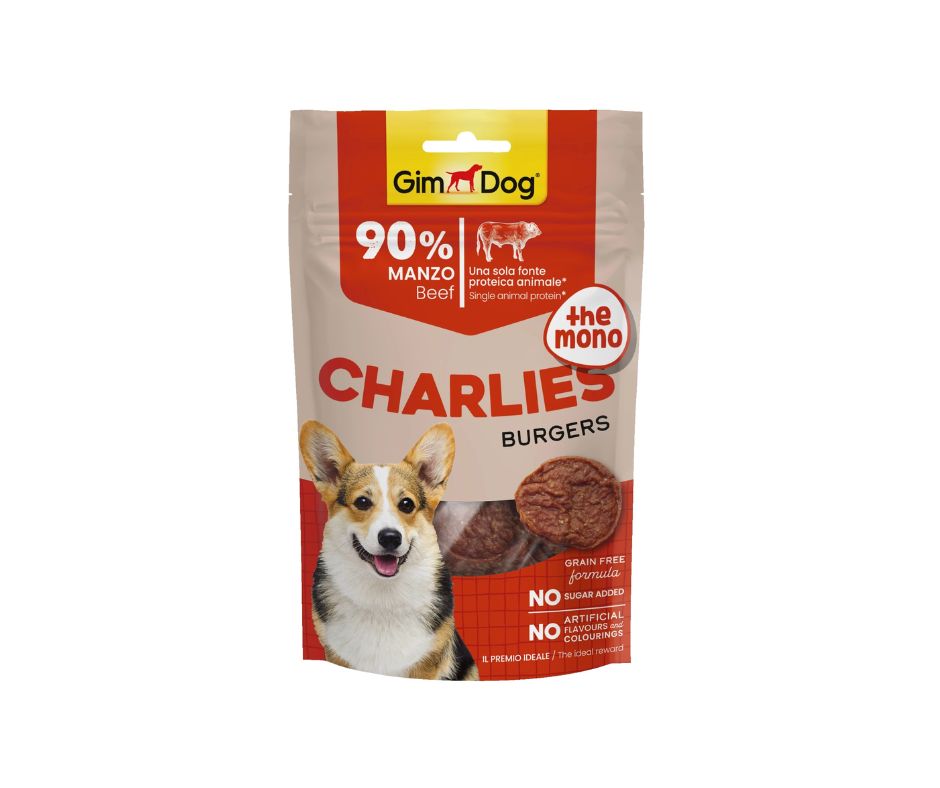 Gimdog Charlies Burgers Manzo 70g Snack per Cani - Animaliapet