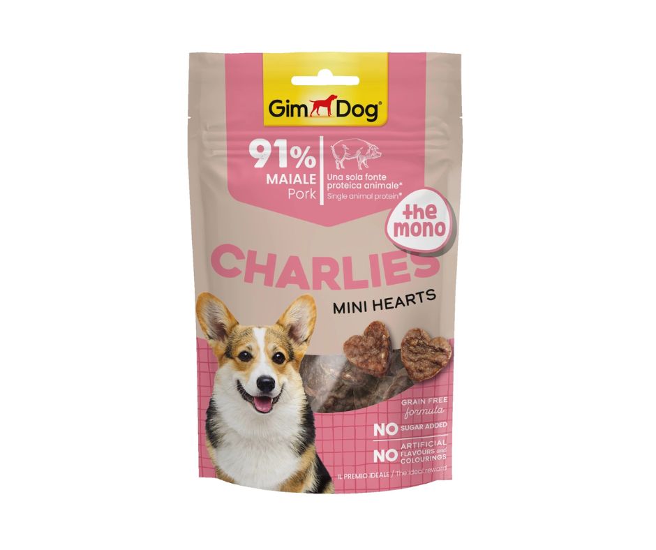 Gimdog Charlies Mini Hearst Maiale 70g Snack per Cani - Animaliapet