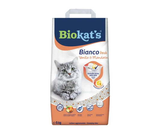 BioKat's Bianco Fresh Vaniglia e Mandarino Lettiera 5kg per Gatti - Animaliapet