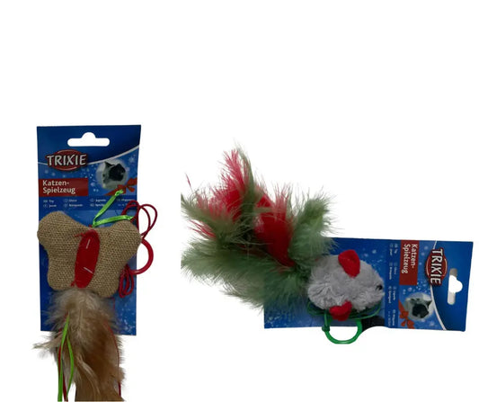 Trixie Topo o Farfalla di Natale con elastico 17cm Gioco per Gatti e Gattini - Animaliapet