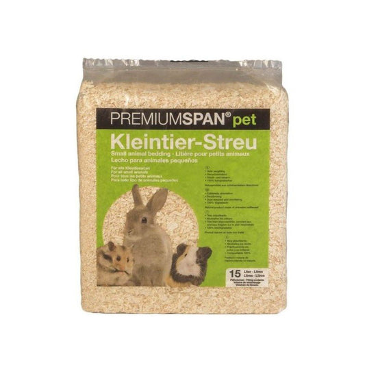 Premium Span Pet Trucioli Natural Lettiera per Uccelli, Roditori & Gatti 15l