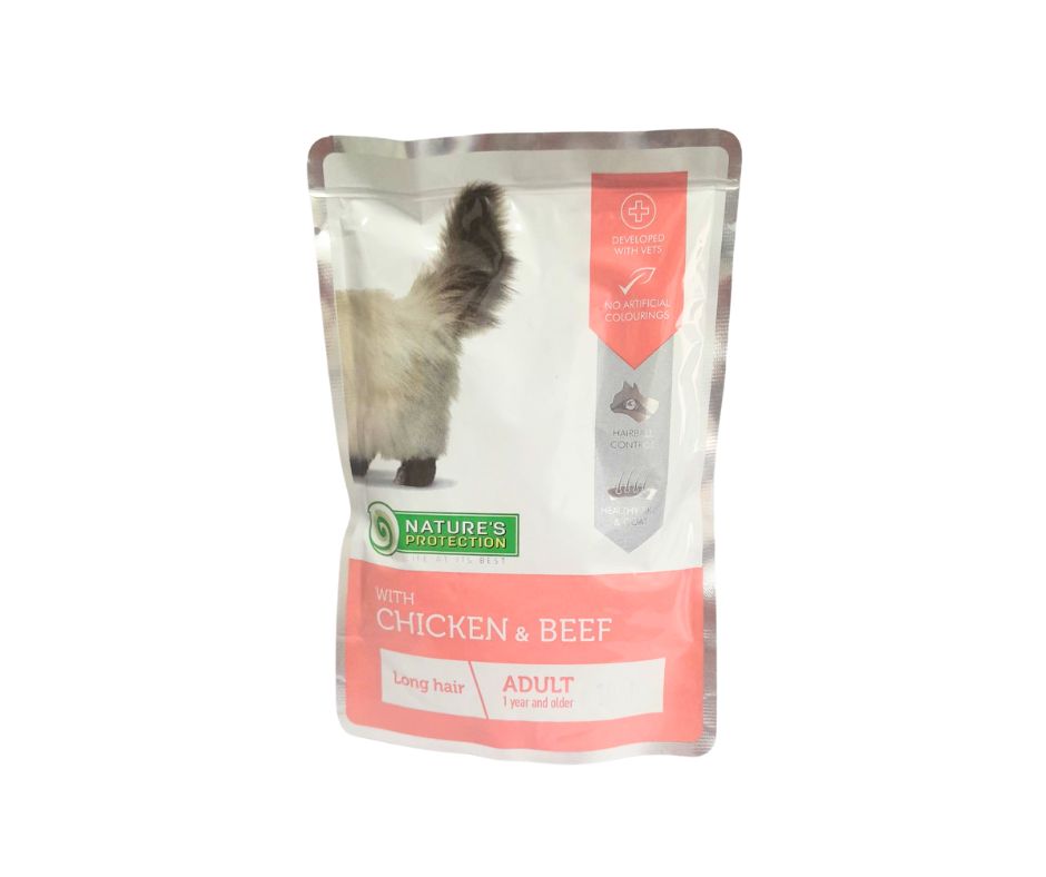 Nature's Protection Long Hair con Pollo e Manzo Bustina per Gatti 100g - Animaliapet