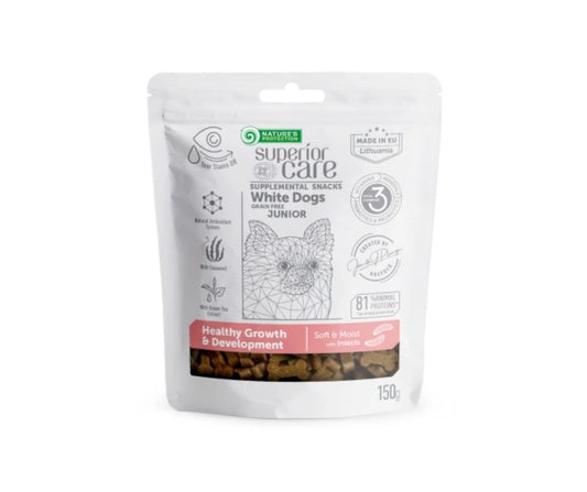 Nature's Protection White Dogs Healty Growth & Development Insetti 150g Snack Cani Junior - Animaliapet