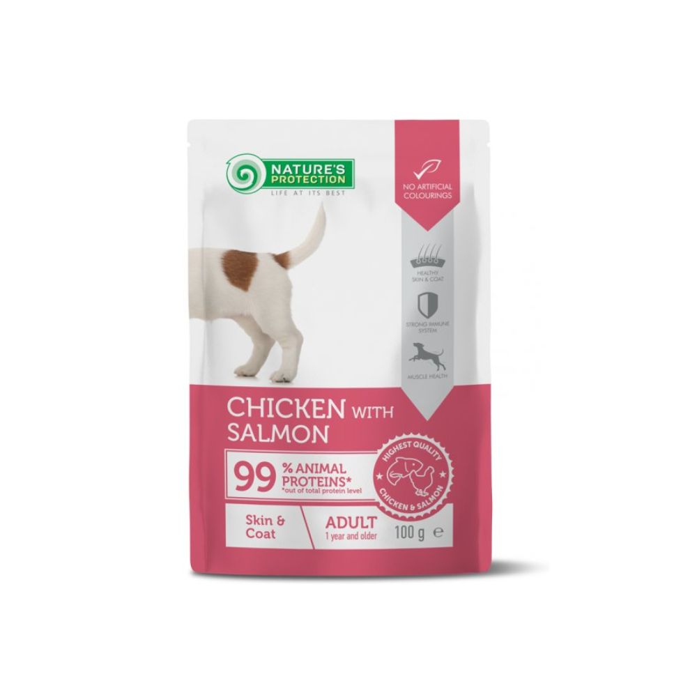 Nature's Protection Skin e Coat Pollo e Salmone Bustina per Cani 100g