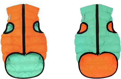 AiryVest Lumi Piumino Revers Arancio/Verde XS22 cm per Cani - Animaliapet