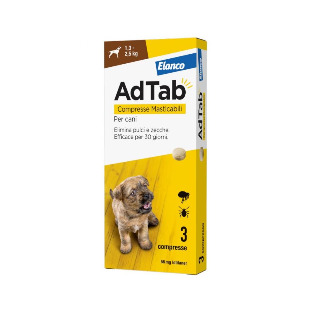 Elanco Adtab Compresse Masticabili per Cani  >1,3 a 2,5Kg conf. da 3cpr - Animaliapet