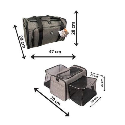 Fofos Trasportino Espandibile Pieghevole Grigio per Cani e Gatti
