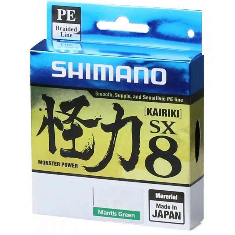 Shimano Trecciato Kairiki SX8 Mantis Green PE 0.33mm, 34Kg, 300m 75lb - Animaliapet