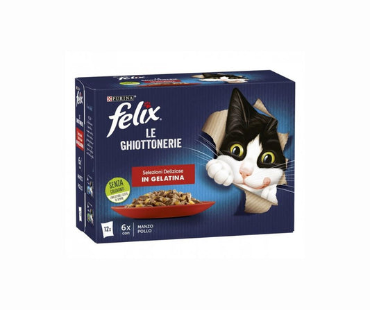 Felix Le Ghiottonerie Selezioni Deliziose in Gelatina 12x85g Bustine Gatti - Animaliapet