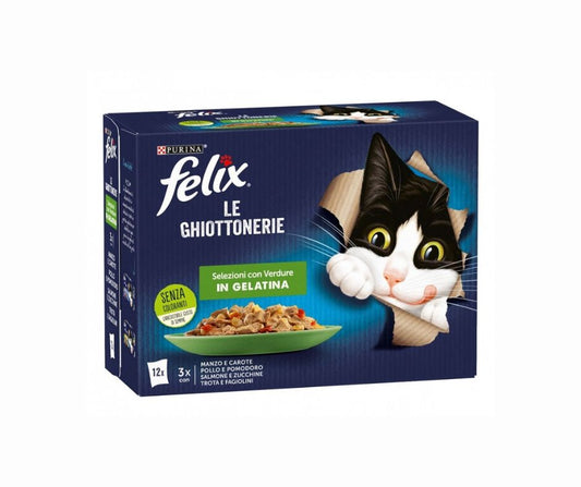 Felix Le Ghiottonerie Selezioni con Verdure in Gelatina 12x85g Bustine Gatti - Animaliapet