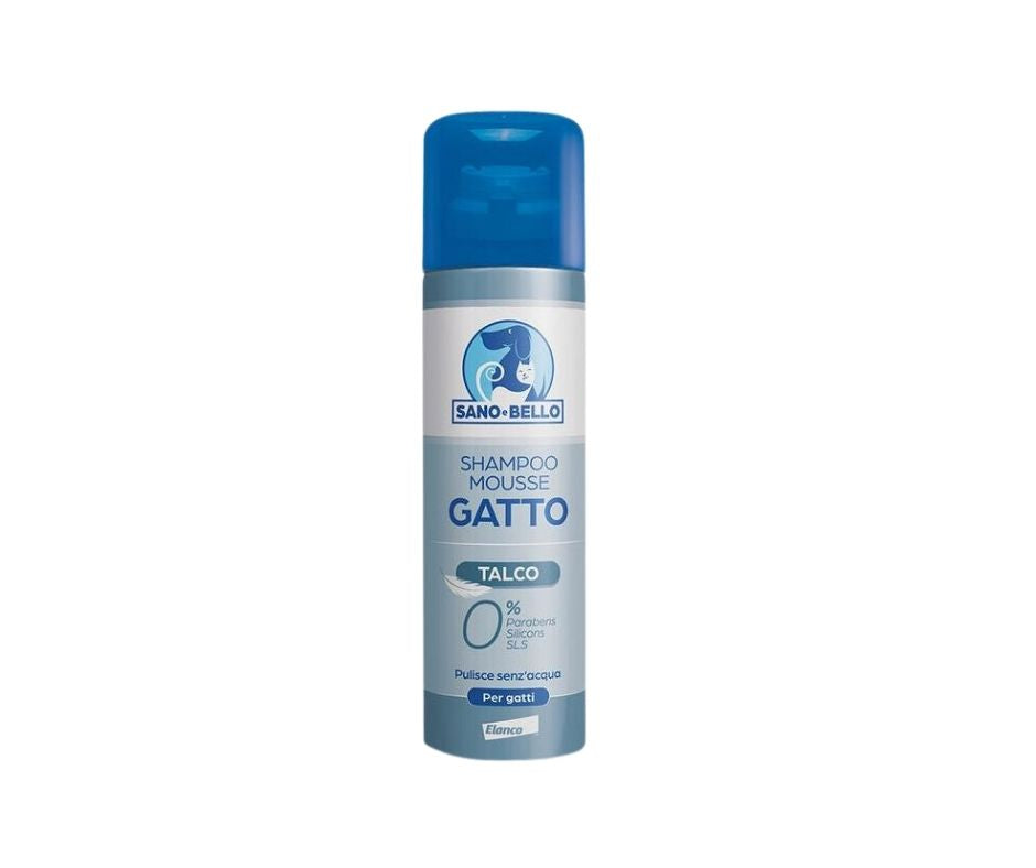 Elanco Sano e Bello Shampoo Mousse Secco per Gatti 200ml - Animaliapet