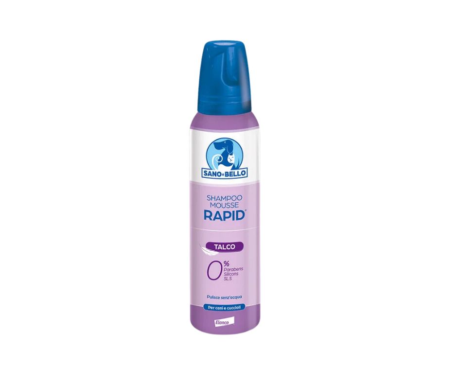 Elanco Sano e Bello Shampoo Mousse Rapid Talco per Cani 300ml - Animaliapet