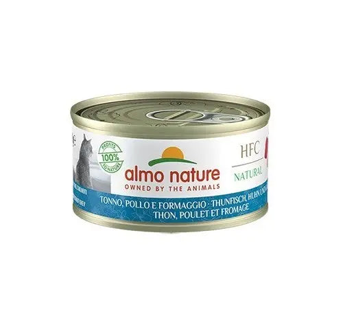 Almo Nature HFC Natural Tonno Pollo e Formaggio 70g Lattina Gatti AdulLattina Umido GattiAnimaliapet