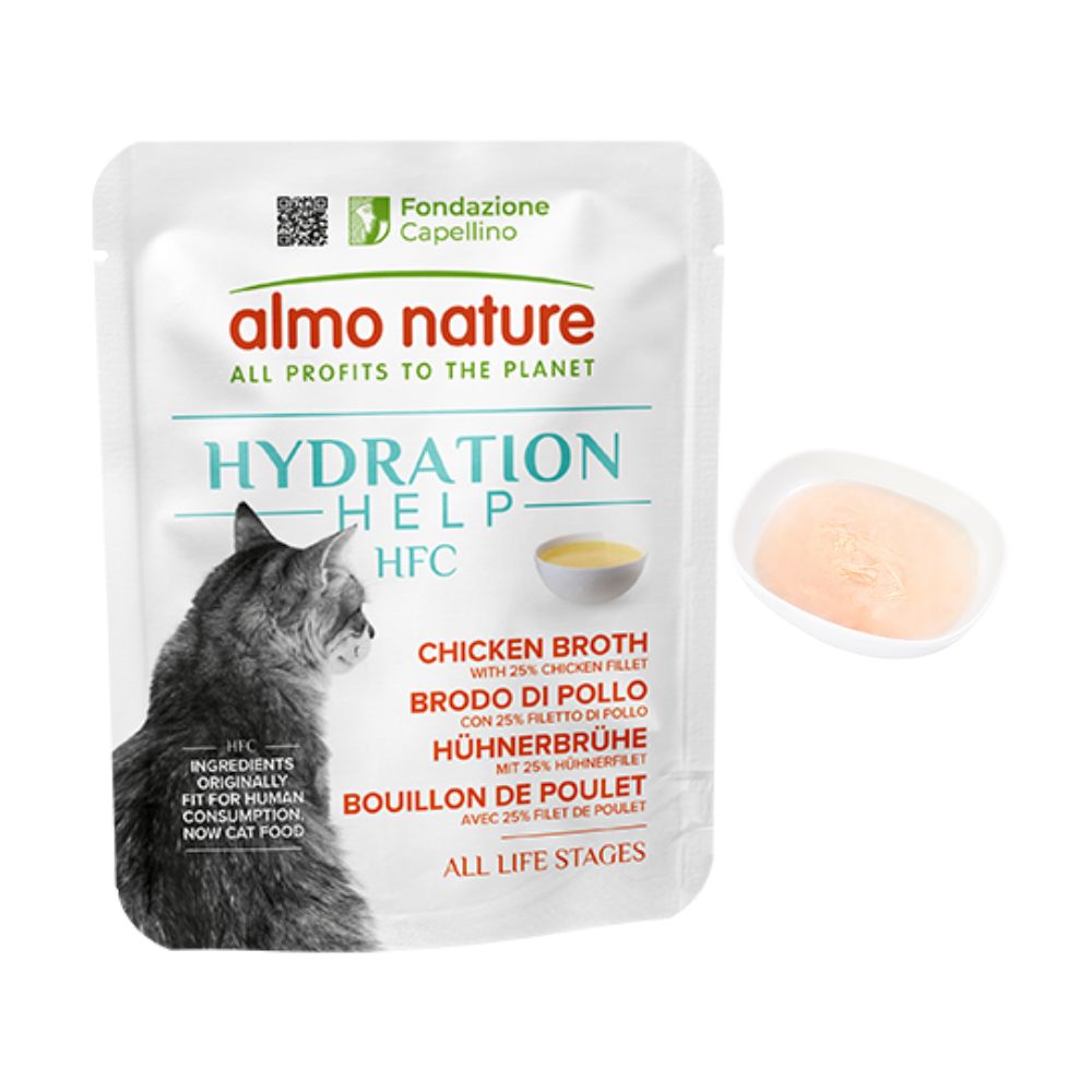 Almo Nature HFC Hydration Help Brodo di Pollo con Filetto di Pollo 50g Bustina Gatti