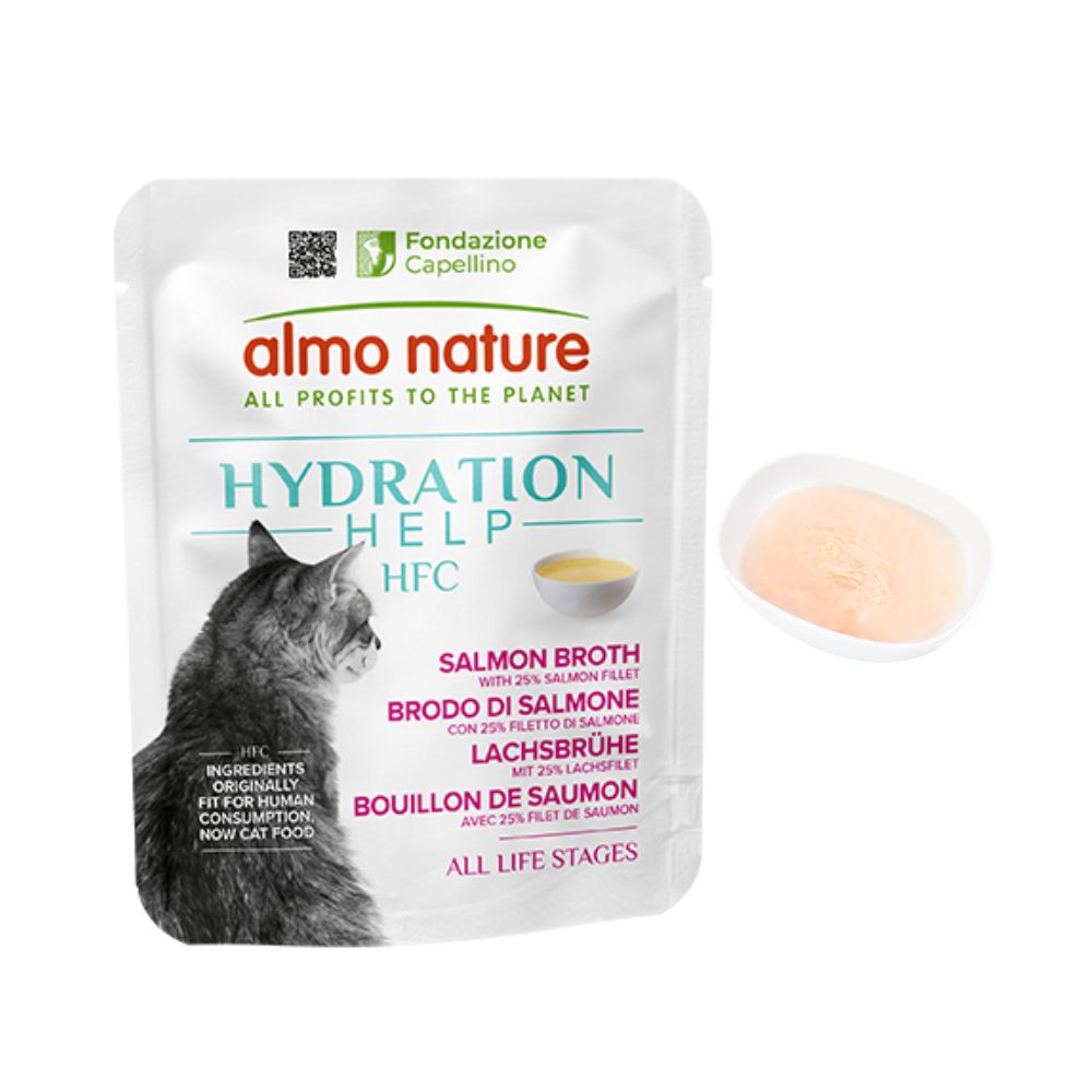 Almo Nature HFC Hydration Help Brodo di Salmone con Filetto di Salmone 50g Bustina Gatti