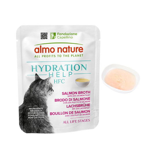 Almo Nature HFC Hydration Help Brodo di Salmone con Filetto di Salmone 50g Bustina Gatti