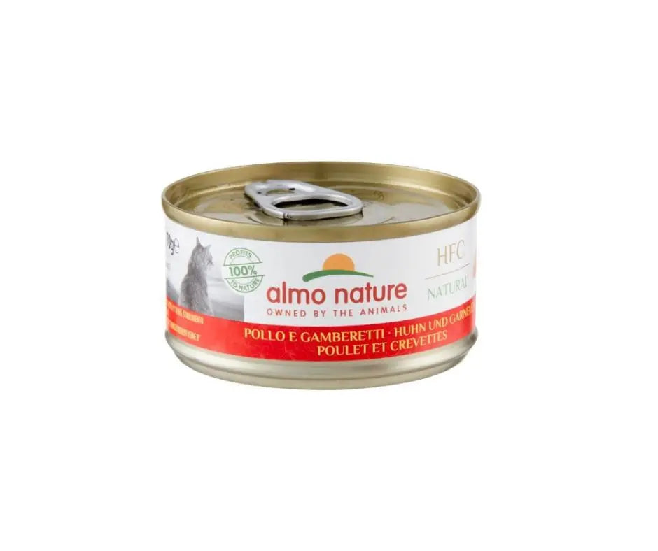 Almo Nature HFC Natural Con Pollo e Gamberetti Lattina da 70g Gatti AdLattina Umido GattiAnimaliapet