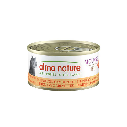 Almo Nature HFC Mousse Tonno e Gamberetti 70g Lattina Gatti Adulti