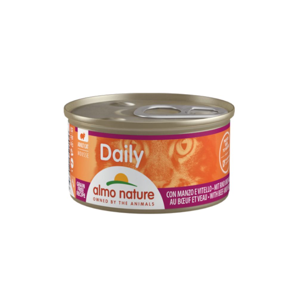 Almo Nature Daily Mousse Con Manzo e Vitello 85g Lattina Gatti Adulti - Animaliapet