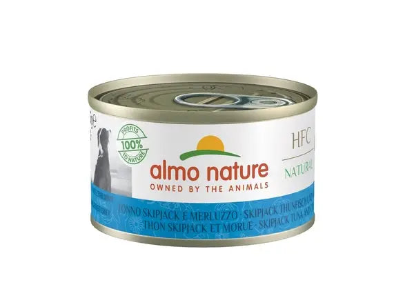 Almo Nature HFC Natural Tonno Skipjack e Merluzzo 95g Lattina Cani AduLattina Umido CaniAnimaliapet