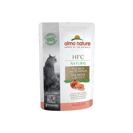 Almo Nature HFC Natural Con Salmone e Zucca 55g Bustina Gatti AdultiBustina Umido GattiAnimaliapet