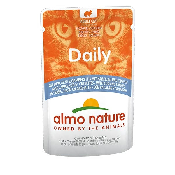 Almo Nature Daily Merluzzo e Gamberetti 70g Bustina Gatti Adulti