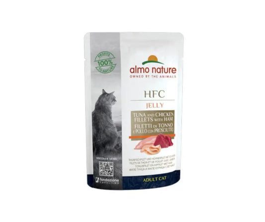 Almo Nature Filetti Di Tonno e Pollo Con Prosciutto Jelly 55g Gatti AdBustina Umido GattiAnimaliapet