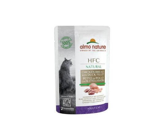 Almo Nature HFC Natural Petto Di Pollo e Filetto Anatra 55g Gatti Adulti