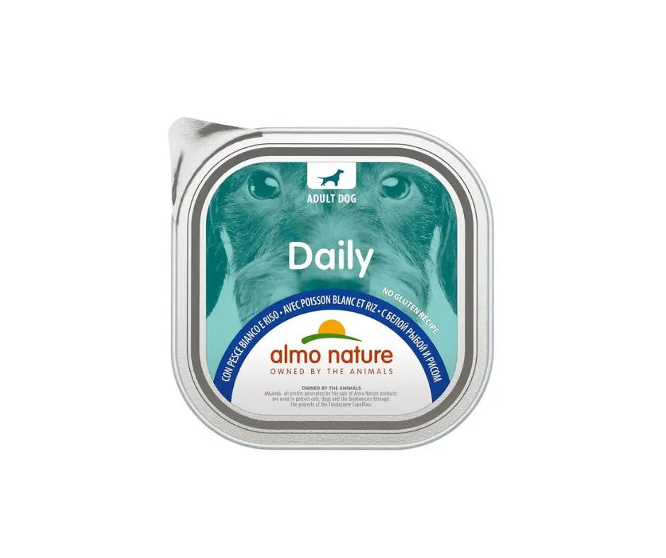 Almo Nature Daily Pesce Bianco e Riso 100g Vaschetta Cani AdultiVaschetta Umido CaniAnimaliapet