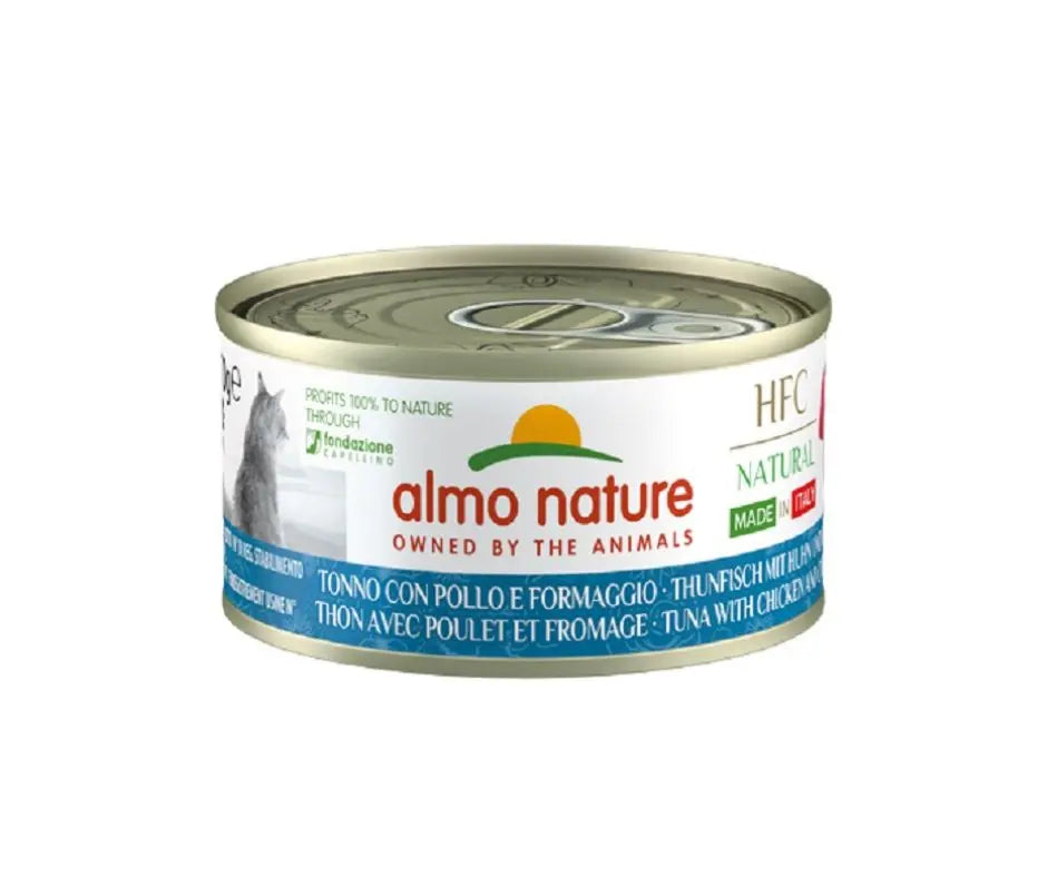 Almo Nature HFC Natural Tonno Pollo e Formaggio Made in Italy 70g Lattina Gatti - Animaliapet