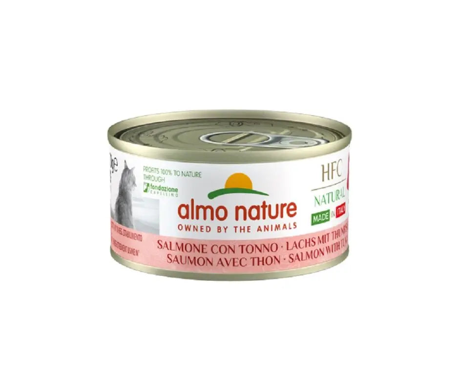 Almo Nature HFC Natural Salmone e Tonno Made in Italy 70g Lattina Gatti - Animaliapet