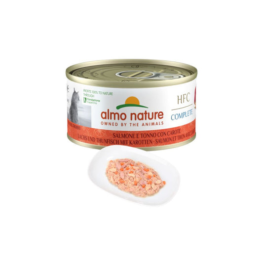 Almo Nature HFC Complete Salmone e Tonno con Carote 70g Lattina Gatti