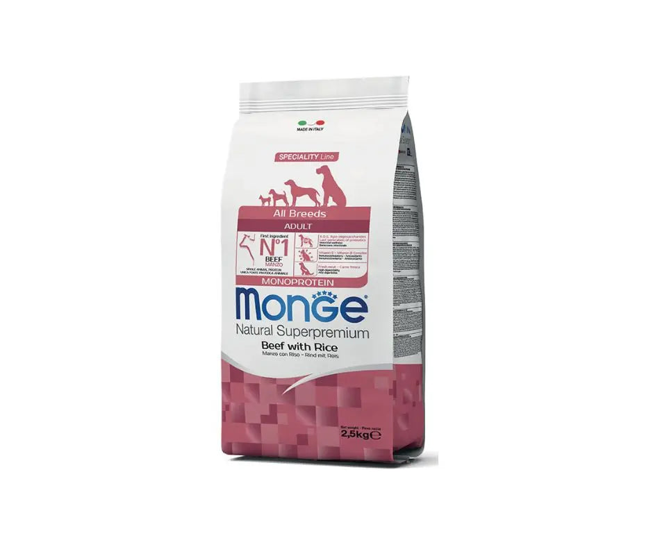 Monge Monoprotein Manzo e Riso 2,5Kg Crocchette CaniCrocchette CaniAnimaliapet