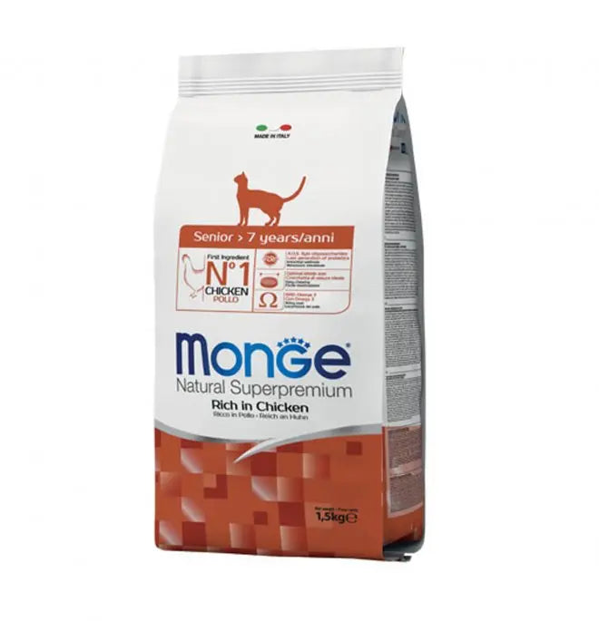 Monge Natural Senior Pollo Crocchette 1,5kg Gatti Anziani - Animaliapet