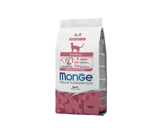 Monge Monoprotein Sterilised Manzo 1.5kg Crocchette Gatti Sterilizzati - Animaliapet