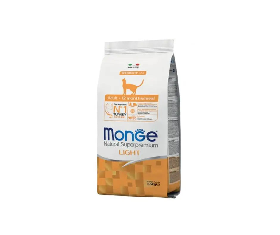 Monge Natural Light Tacchino 1.5kg Crocchette Gatti Adulti - Animaliapet