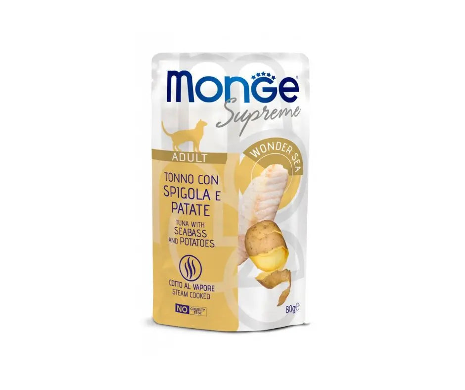 Monge Supreme Adult Tonno Spigola e Patate Bustine 80g Gatti - Animaliapet